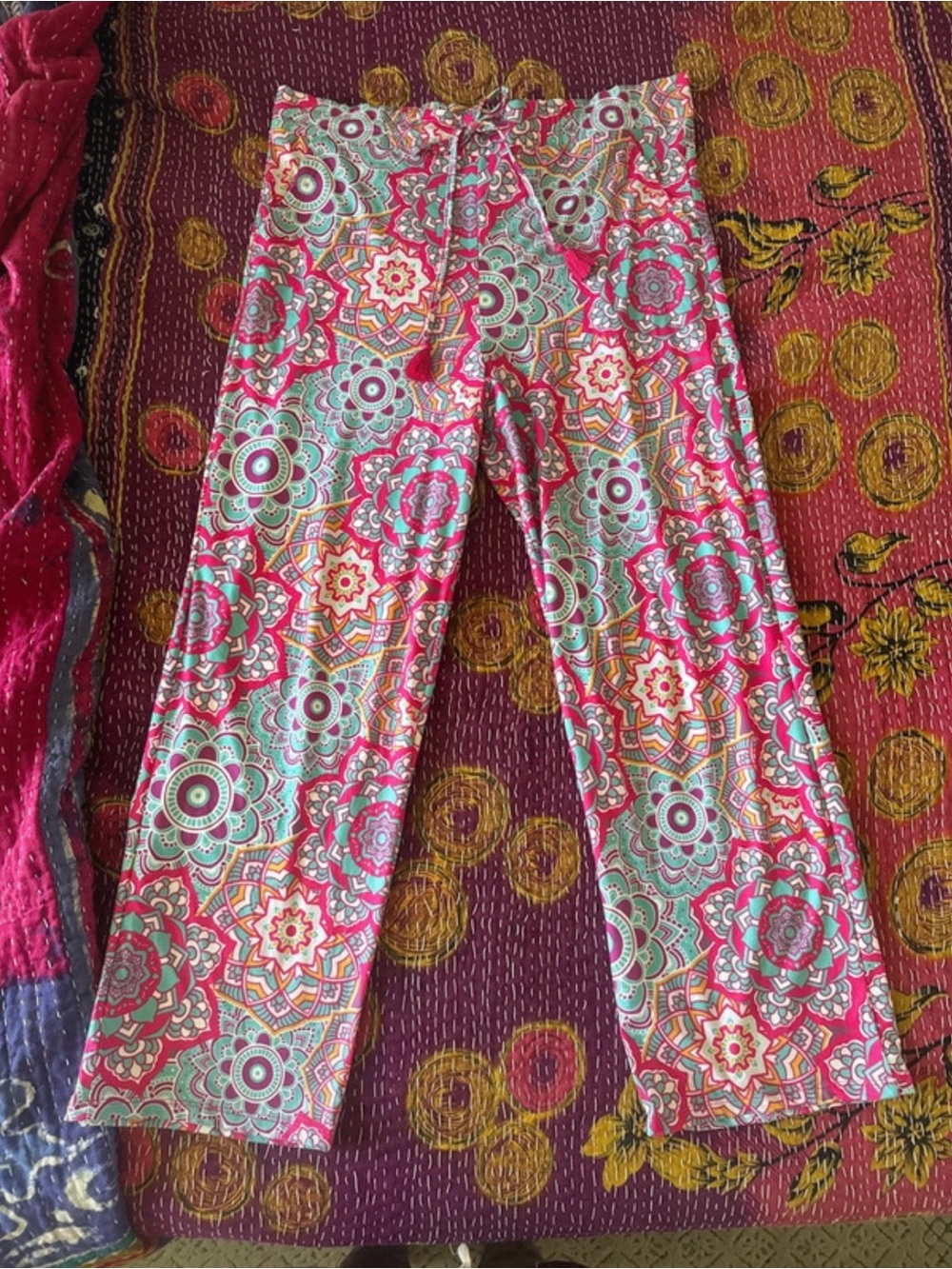 Bright Floral Lounge Pants in Pink & Aqua